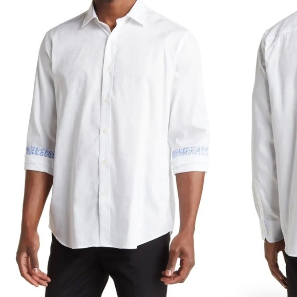 Bugatchi Men's Shirt Sz 3XL Shaped Fit Tonal Geometric Cotton Button-up NWT - Picture 1 of 15